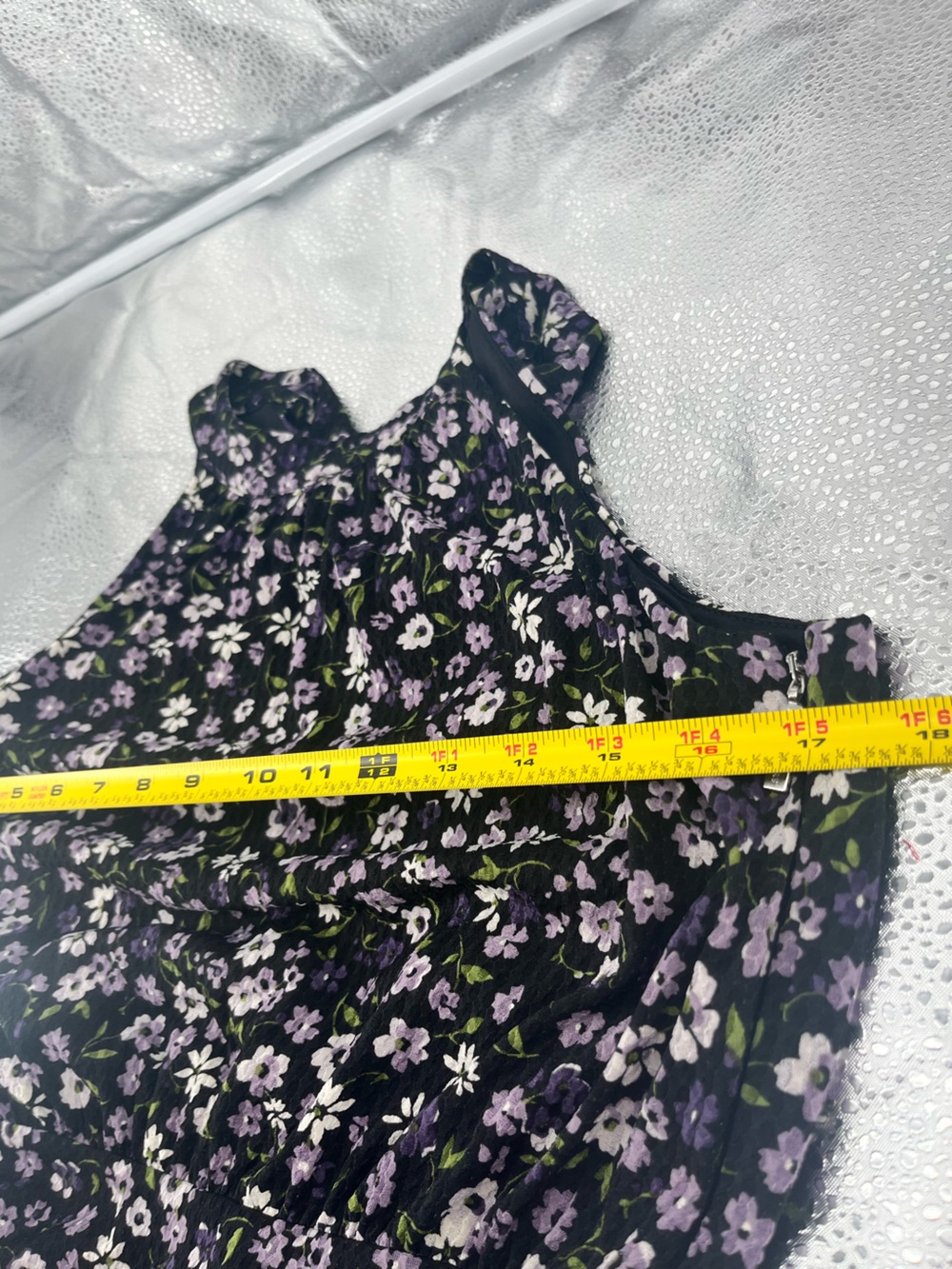 Michael Kors Floral Tiered Halter Dress Medium M Purple Black Ruffle Wedding Gst - Picture 14 of 15